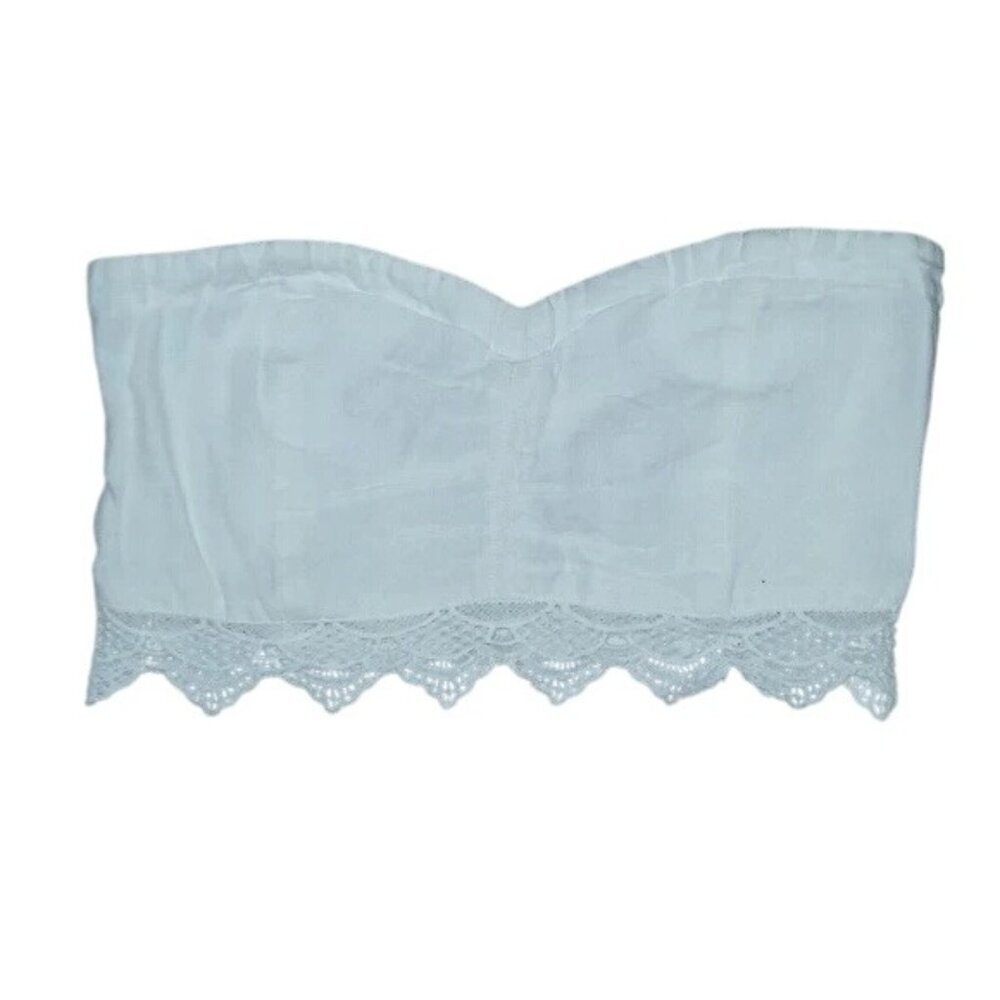 Free People Dream Lover Strapless White Linen Crochet Crop Top - Picture 5 of 9